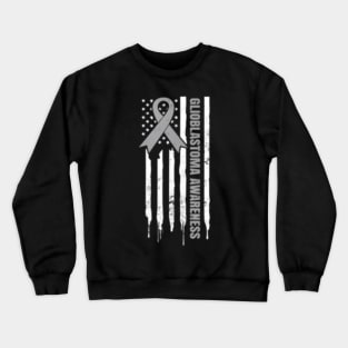 Glioblastoma Awareness US American Flag Crewneck Sweatshirt